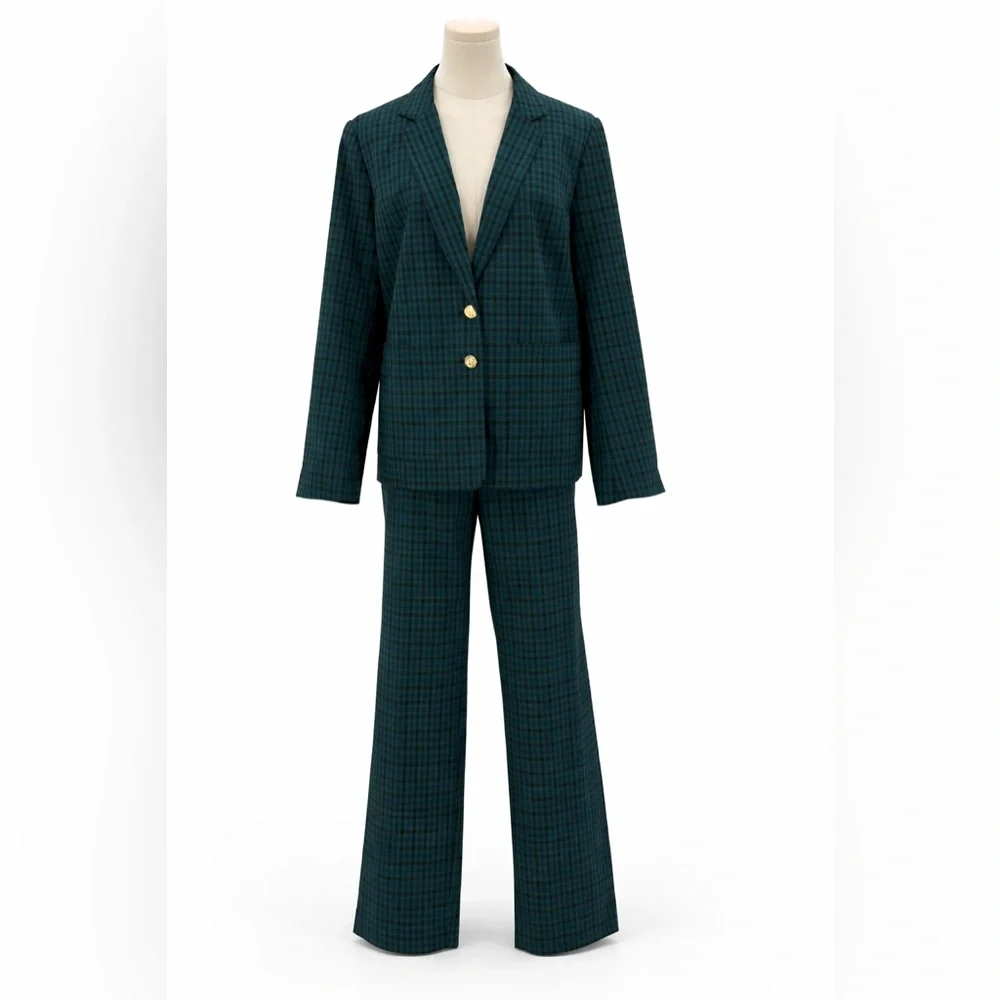 Draper James Sophisticated Green Plaid Two-Piece Suit – Office to Evening Style